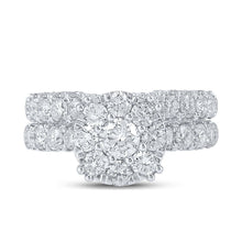 Load image into Gallery viewer, Captivating name: "Eternal Brilliance 10kt White Gold Diamond Halo Bridal Wedding Ring Set" - Splendid Jewellery