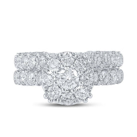 Captivating name: "Eternal Brilliance 10kt White Gold Diamond Halo Bridal Wedding Ring Set" - Splendid Jewellery