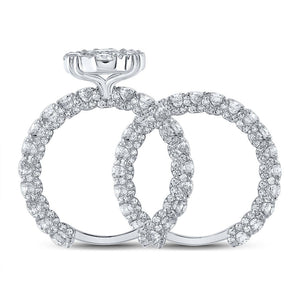 Captivating name: "Eternal Brilliance 10kt White Gold Diamond Halo Bridal Wedding Ring Set" - Splendid Jewellery