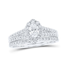 Load image into Gallery viewer, Captivating name: "Eternal Brilliance 14kt White Gold Oval Diamond Halo Bridal Wedding Ring Band Set" - Splendid Jewellery