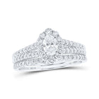 Captivating name: "Eternal Brilliance 14kt White Gold Oval Diamond Halo Bridal Wedding Ring Band Set" - Splendid Jewellery