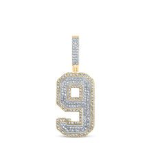 Load image into Gallery viewer, Captivating name: "Men's Radiant Round Diamond Number 9 Charm Pendant in Two - tone Gold" - Splendid Jewellery