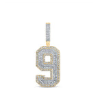 Captivating name: "Men's Radiant Round Diamond Number 9 Charm Pendant in Two - tone Gold" - Splendid Jewellery
