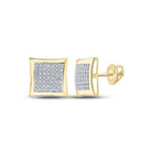 Captivating Name: "Radiant Brilliance - 10kt Yellow Gold Men's Round Diamond Square Kite Cluster Earrings" - Splendid Jewellery
