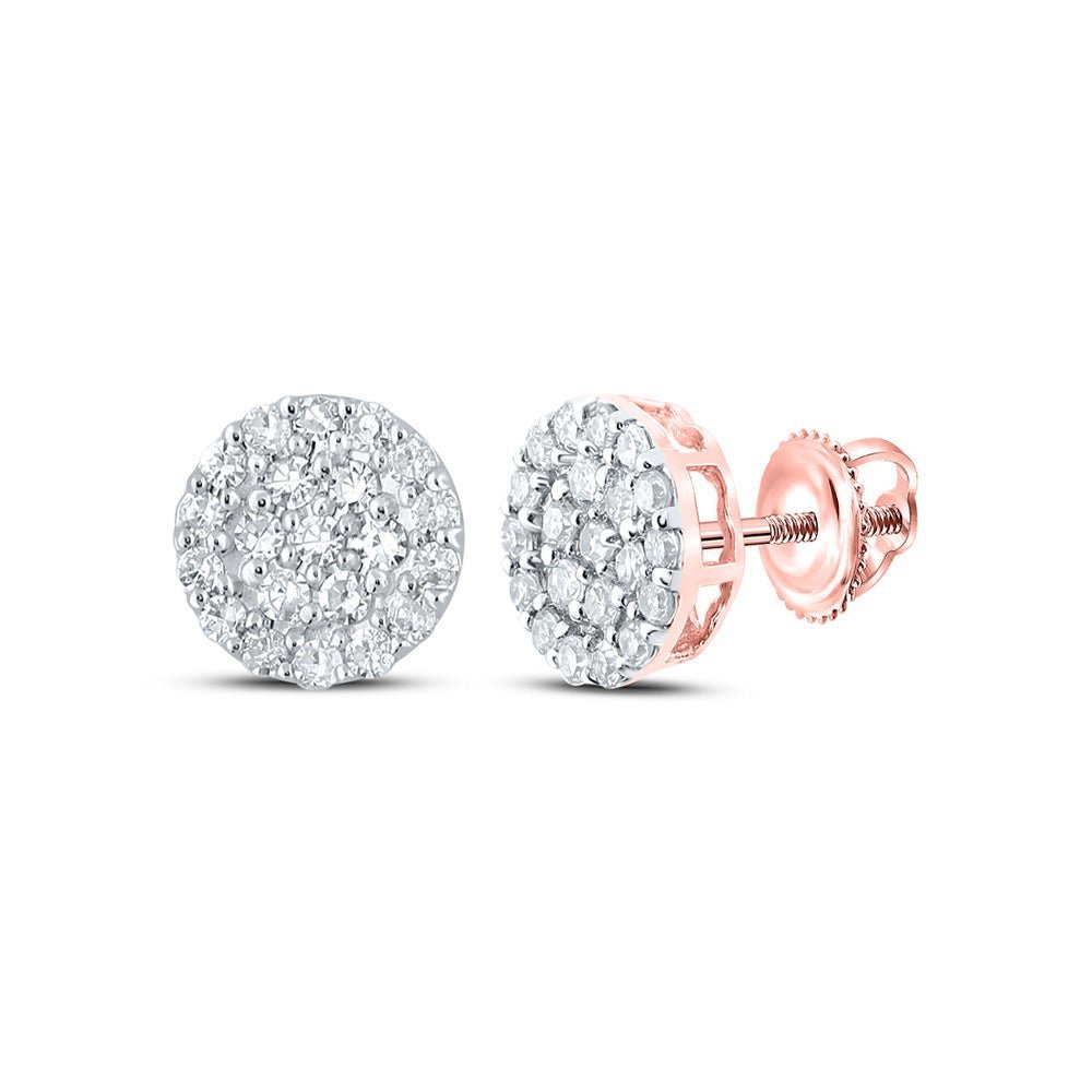 Captivating name: "Rose Gold Diamond Cluster Stud Earrings for Men - 1/4 Ct.t.w." - Splendid Jewellery