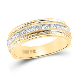 Captivating New Name: "Radiant Love: 10kt Yellow Gold Men's Round Diamond Wedding Band Ring" - Splendid Jewellery