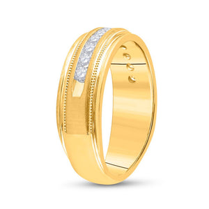 Captivating New Name: "Radiant Love: 10kt Yellow Gold Men's Round Diamond Wedding Band Ring" - Splendid Jewellery