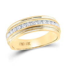 Load image into Gallery viewer, Captivating New Name: "Radiant Love: 10kt Yellow Gold Men's Round Diamond Wedding Band Ring" - Splendid Jewellery