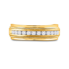 Captivating New Name: "Radiant Love: 10kt Yellow Gold Men's Round Diamond Wedding Band Ring" product Top View from Splendid Jewellery