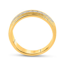 Load image into Gallery viewer, Captivating New Name: &quot;Radiant Love: 10kt Yellow Gold Men&#39;s Round Diamond Wedding Band Ring&quot; product Side View from Splendid Jewellery
