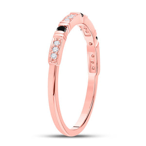 Captivating Noir Brilliance Diamond Band Ring | 10kt Rose Gold Women's Round Black Color Enhanced Diamond Band Ring 1/10 Cttw | Splendid Jewellery - Splendid Jewellery