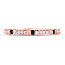 Load image into Gallery viewer, Captivating Noir Brilliance Diamond Band Ring | 10kt Rose Gold Women's Round Black Color Enhanced Diamond Band Ring 1/10 Cttw | Splendid Jewellery - Splendid Jewellery