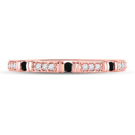Captivating Noir Brilliance Diamond Band Ring | 10kt Rose Gold Women's Round Black Color Enhanced Diamond Band Ring 1/10 Cttw | Splendid Jewellery - Splendid Jewellery