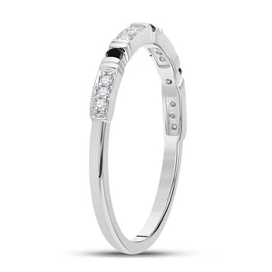 Captivating Noir Diamond Band | 10kt White Gold Womens Round Black Color Enhanced Diamond Band Ring 1/10 Cttw - Splendid Jewellery