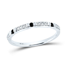 Load image into Gallery viewer, Captivating Noir Diamond Band | 10kt White Gold Womens Round Black Color Enhanced Diamond Band Ring 1/10 Cttw - Splendid Jewellery