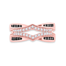 Load image into Gallery viewer, Captivating Noir Elegance 10kt Rose Gold Womens Round Black Color Enhanced Diamond Enhancer Wedding Band - Alternate view 4 from Splendid Jewellery