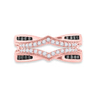 Captivating Noir Elegance 10kt Rose Gold Womens Round Black Color Enhanced Diamond Enhancer Wedding Band - Alternate view 4 from Splendid Jewellery
