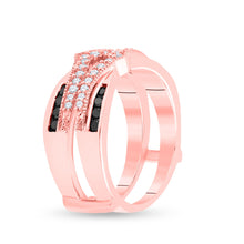 Load image into Gallery viewer, Captivating Noir Elegance 10kt Rose Gold Womens Round Black Color Enhanced Diamond Enhancer Wedding Band - Splendid Jewellery