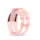 Captivating Noir Elegance 10kt Rose Gold Womens Round Black Color Enhanced Diamond Enhancer Wedding Band - Splendid Jewellery