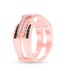 Captivating Noir Elegance 10kt Rose Gold Womens Round Black Color Enhanced Diamond Enhancer Wedding Band - Alternate view 3 from Splendid Jewellery