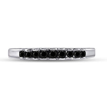 Load image into Gallery viewer, Captivating Noir Princess - Cut Diamond Band | 10kt White Gold Women's Ring 1/4 Cttw - Splendid Jewellery
