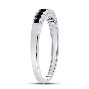 Captivating Noir Princess - Cut Diamond Band | 10kt White Gold Women's Ring 1/4 Cttw - Splendid Jewellery