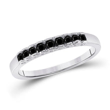 Load image into Gallery viewer, Captivating Noir Princess - Cut Diamond Band | 10kt White Gold Women's Ring 1/4 Cttw - Splendid Jewellery