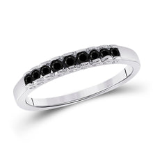 Load image into Gallery viewer, Captivating Noir Princess-Cut Diamond Band | 10kt White Gold Women&#39;s Ring 1/4 Cttw Top View from Splendid Jewellery