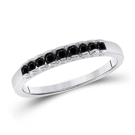 Captivating Noir Princess-Cut Diamond Band | 10kt White Gold Women's Ring 1/4 Cttw Top View from Splendid Jewellery