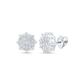 Captivating Octagon Cluster Diamond Earrings in 10kt White Gold - Splendid Jewellery