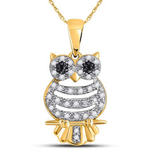 Load image into Gallery viewer, Captivating "Owl's Elegance" 10kt Yellow Gold Diamond Animal &amp; Bug Pendant - Splendid Jewellery