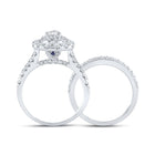 Captivating Pear Diamond Halo Wedding Ring Set - Side View