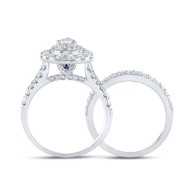 Captivating Pear Diamond Halo Wedding Ring Set - Side View