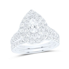 Load image into Gallery viewer, Captivating Pear Diamond Halo Wedding Ring Set - Splendid Jewellery