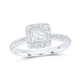 Captivating Princess Diamond Halo White Gold Bridal Wedding Ring - Splendid Jewellery