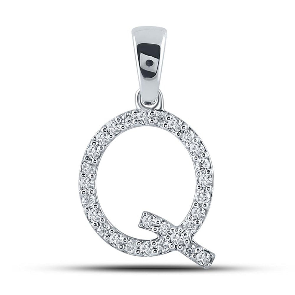 Captivating "Queenly Brilliance" 10kt White Gold Diamond Initial Pendant - Splendid Jewellery