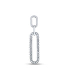 Captivating Radiance: 10kt White Gold Womens Round Diamond Oblong Fashion Pendant 1/8 Cttw - Splendid Jewellery