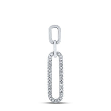Load image into Gallery viewer, Captivating Radiance: 10kt White Gold Womens Round Diamond Oblong Fashion Pendant 1/8 Cttw - Splendid Jewellery