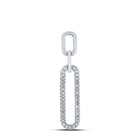 Captivating Radiance: 10kt White Gold Womens Round Diamond Oblong Fashion Pendant 1/8 Cttw - Splendid Jewellery