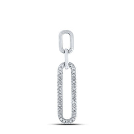 Captivating Radiance: 10kt White Gold Womens Round Diamond Oblong Fashion Pendant 1/8 Cttw - Splendid Jewellery