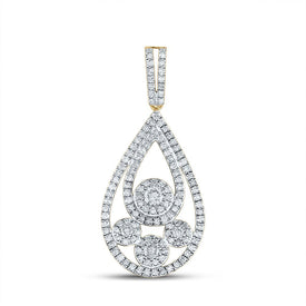 Captivating Radiance: 10kt Yellow Gold Diamond Teardrop Pendant - Splendid Jewellery