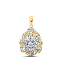 Load image into Gallery viewer, Captivating Radiance: 10kt Yellow Gold Teardrop Diamond Cluster Pendant - Splendid Jewellery