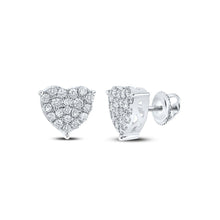 Load image into Gallery viewer, Captivating Romance: 10kt White Gold Heart - Shaped Diamond Earrings - Splendid Jewellery