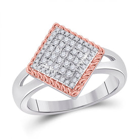 Captivating Rope Offset Square Diamond Cluster Ring - Alternate view 1 from Splendid Jewellery