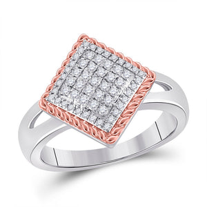 Captivating Rope Offset Square Diamond Cluster Ring - Splendid Jewellery