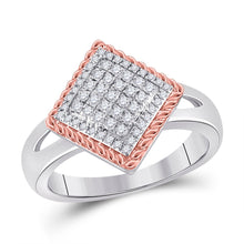 Load image into Gallery viewer, Captivating Rope Offset Square Diamond Cluster Ring - Splendid Jewellery