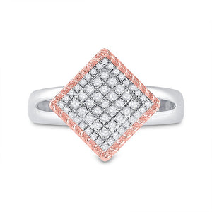 Captivating Rope Offset Square Diamond Cluster Ring - Splendid Jewellery