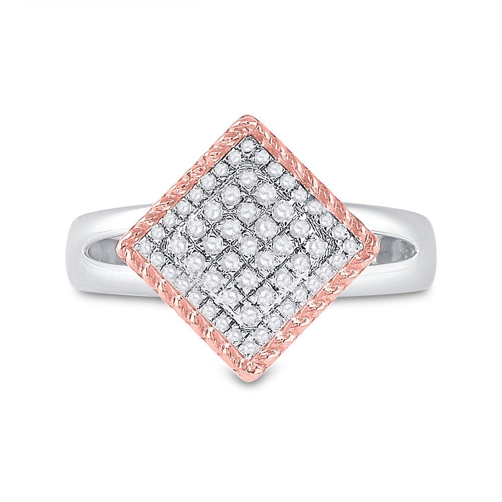 Captivating Rope Offset Square Diamond Cluster Ring - Splendid Jewellery