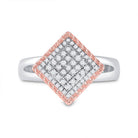 Captivating Rope Offset Square Diamond Cluster Ring - Splendid Jewellery
