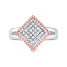 Load image into Gallery viewer, Captivating Rope Offset Square Diamond Cluster Ring - Splendid Jewellery